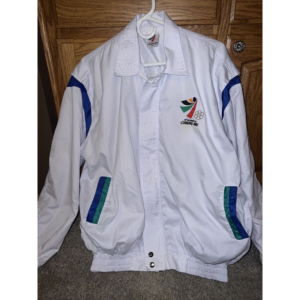 Vintage 1995 Sea Games Men XL Jacket 18th Chiangmai Mai Sawasdee Games White